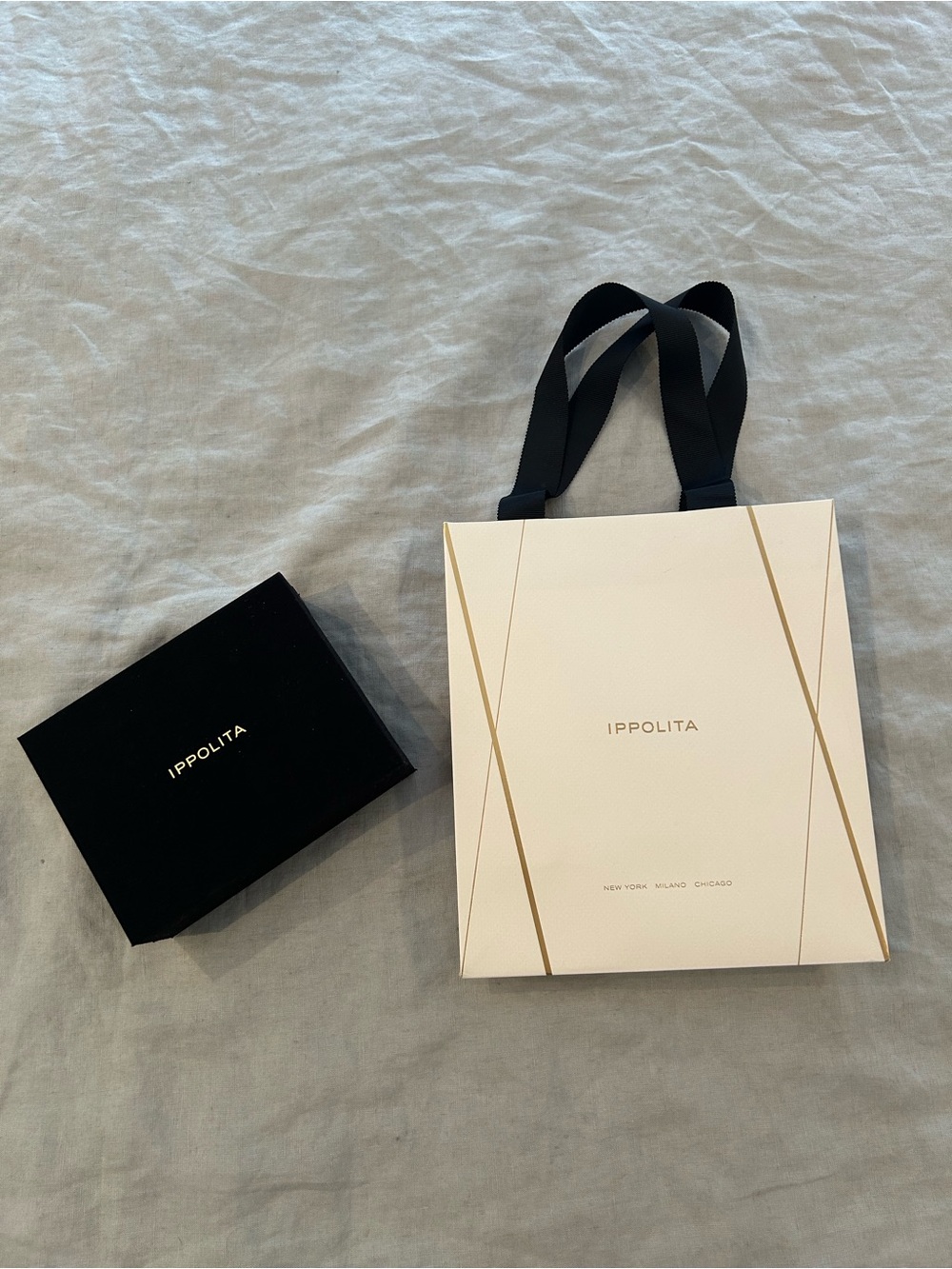 Ippolita Black Jewelry Box with Cream & Gold Branded Gift Bag
